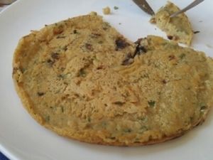 Hummus omlette at Bayit 77 in Amirim