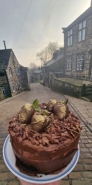 Vegan Death by Chocolate Cake at Towngate Tearoom in Hebden Bridge