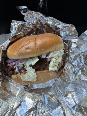 Pulled-Oat "Pork" Sandwich  at The Mercury Café in New Castle