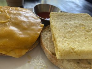 Best Breakfast Sandwich in Seattle (hot sauce)  at Lazy Cow Bakery in Seattle