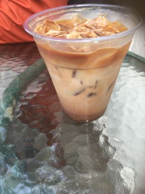 Iced coffee at Lazy Cow Bakery in Seattle