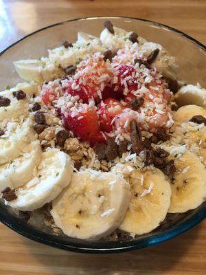 Dessert sunrise açaí bowl without honey or other bee ingredients at Choice Health Bar in Lahaina