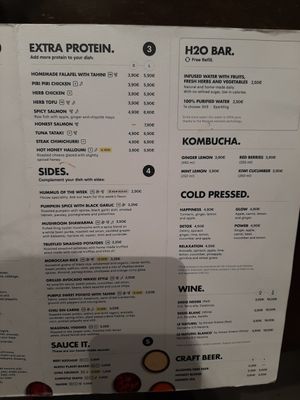 Menu at Honest Greens - Tuset in Barcelona