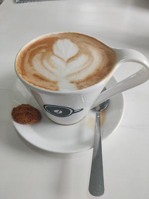 Cappuccino with soya milk at Café Negro in Liberia