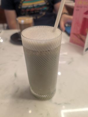 Strawberry & matcha oat latte (meh) at Heavenly Desserts - Cambridge in Cambridge