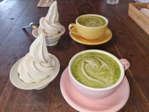 Soft ice with matcha latte at Gajimaru in Okinawa