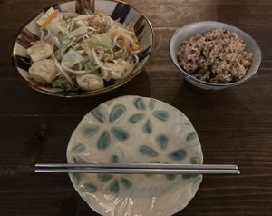 島豆腐チャンプル、玄米  at Gajimaru in Okinawa