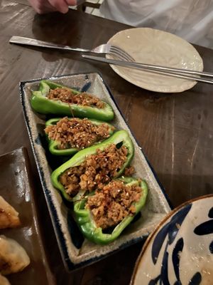 Spicy stuffed peppers   at Gajimaru in Okinawa