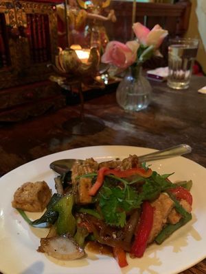 Stir-fried chilli tofu #Veganuary at Muang Thai Restaurant in North London