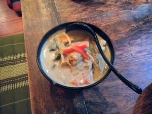 Green curry (spicy!) at Muang Thai Restaurant in North London