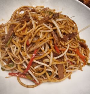 Black pepper noodles at Love Veggie Macau in Macau