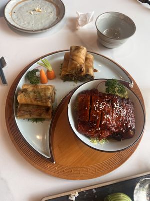 Fake Pork and spring rolls  at Love Veggie Macau in Macau