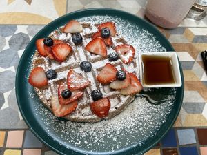 Delicious plant based waffles  at Dushi Delicious  in Oranjestad