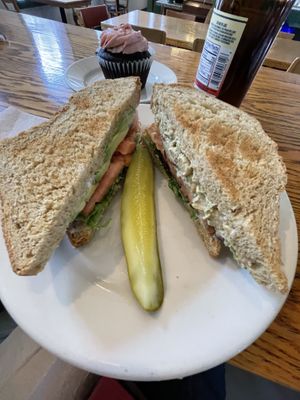Avocado sandwich on left and chickpea sandwich on right   at Wild Chestnut Cafe in Florence