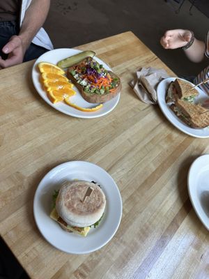 Avo toast, chickpea sandwich, & breakfast egg sandwichh  at Wild Chestnut Cafe in Florence