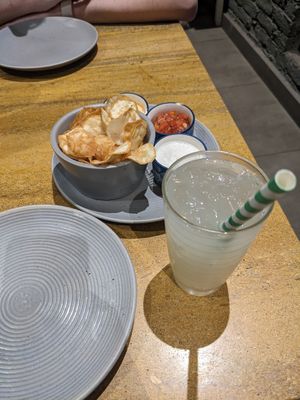 Sweet potato chips with dips (vegan) at Quyu's Taproom in Jaipur