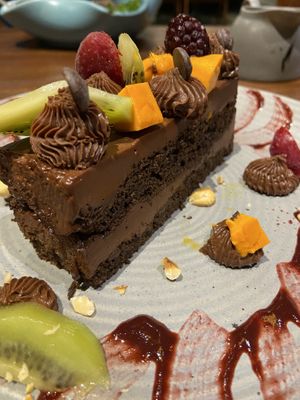 Vegan chocolate cake!  at Quyu's Taproom in Jaipur