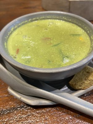 Broccoli and corn soup OMG  at Quyu's Taproom in Jaipur