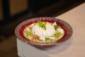 Green Thai Curry (Vegan & Gluten Free)  at Quyu's Taproom in Jaipur