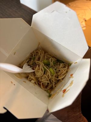 Vegetable Hakka noodles…delish!  at Inchin's Bamboo Garden in Nashville
