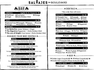 English menu as of April 2022, page 3  at Salvajes in Cusco