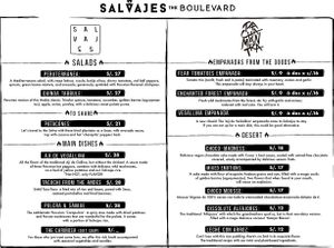 English menu as of April 2022, page 1  at Salvajes in Cusco