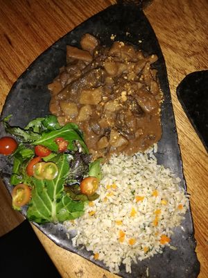 Pulcra, piatto tipico Peruviano, uno stufato di funghi molto buono at Salvajes in Cusco