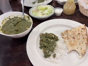 Chana saag with naan  at Masala Indian Bistro in Myrtle Beach