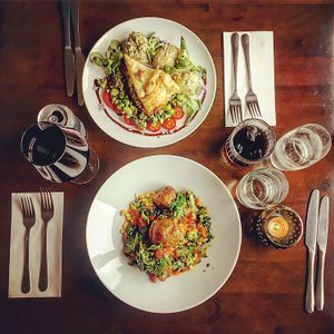 KFC cauliflower and creamy leek pie at Cafe Roya in Beeston