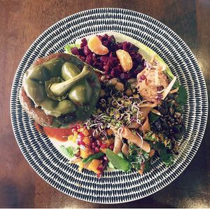 Stuffed peppers (vegan) at Cafe Roya in Beeston