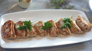 Gyozas at haha vegan Ryokan in Beechworth