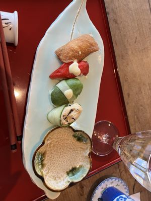 Assorted sushi   at haha vegan Ryokan in Beechworth