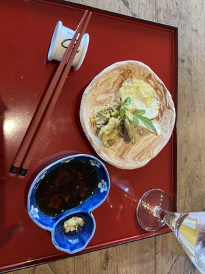 Tempura vegetables   at haha vegan Ryokan in Beechworth