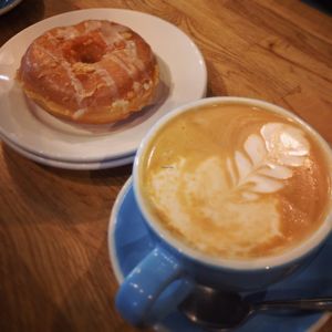 Soy Latte and Donut at The Wormhole Coffee in Chicago