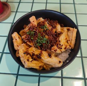 Served on a bed of rice. at Island Wok in Seminyak