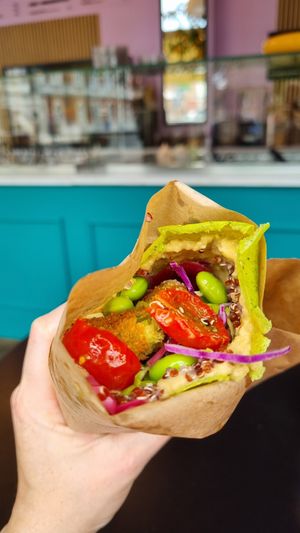 spinach wrap with falafel at Green Habits in Silkeborg