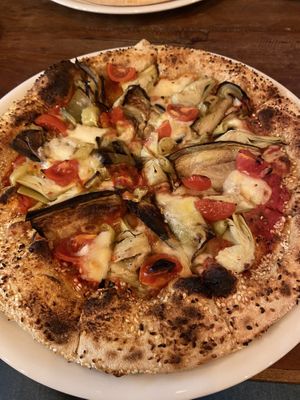 Egg plant mozzarella pizza  at Mystery of Pizza in Frankfurt