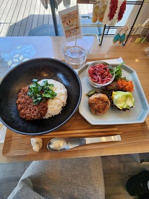 Vegan curry meal set  at Vegan-Deli Optimist! in Sakura