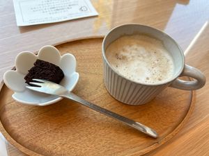 Vegan brownie (free with the coffee!)  at Vegan-Deli Optimist! in Sakura