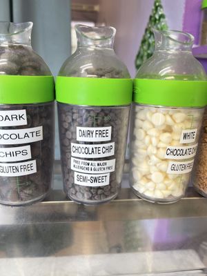 veg chocolate chips!   at Skinny D's Yogurt in Mill Creek