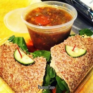 Hummus Wrap and Fresh Soup at Cosmic Coconut in Memphis