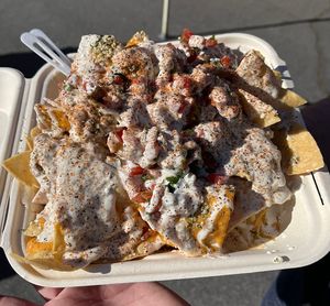 vegan trashcan nachos @ mylk dog #Veganuary at Hillcrest Farmer's Market in San Diego