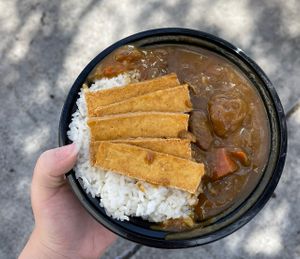 curry fried tofu bowl @ sumo size   at Hillcrest Farmer's Market in San Diego