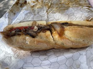 veggie philly with vegan cheese   at Hillcrest Farmer's Market in San Diego