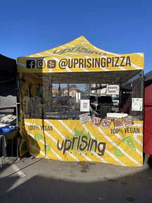 newly spotted all vegan pizza stall!   at Hillcrest Farmer's Market in San Diego