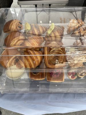 many vegan options at bonjour patisserie  at Hillcrest Farmer's Market in San Diego