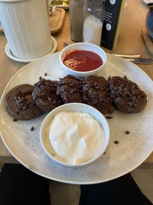 Chocolate pancakes  at Mamafood in Prague