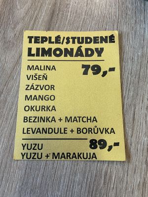 Lemonade menu  at Mamafood in Prague