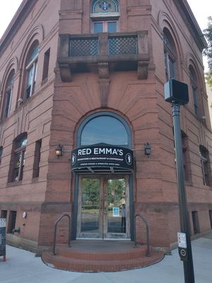 Outside at Red Emma's Bookstore Coffeehouse in Baltimore