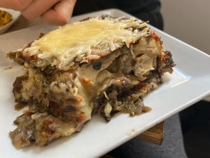 Moussaka at Veggie Sue's in Salamanca